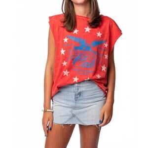 NEW DAYDREAMER johnny cash muscle tank top in red acid wash